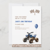 ブルークワッドバイクany Age誕生日招待状 招待状 (正面)