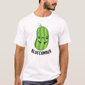 ブルークンバー悲しおもしろいい野菜キュウリパン Tシャツ (正面)