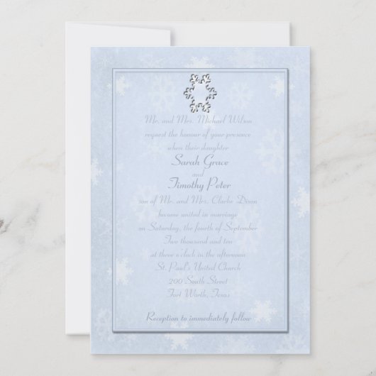 ブルークールウターモノグラムのウェディング招待状 招待状 (裏面)