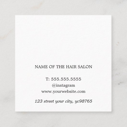 ブルークールエレガントバラはさみ美容師 スクエア名刺 (裏面)