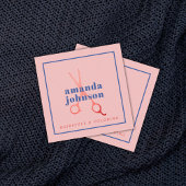 ブルークールエレガントバラはさみ美容師 スクエア名刺