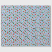 ブルークールクリスマスラッピング紙-フェスティバル穴 ラッピングペーパー (フラット)