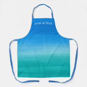 ブルークールティール(緑がかった色)グラデーション水彩画家 エプロン (正面)