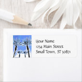 ブルークールパームツリーズパラダイスビーチテーマデコール ラベル (インサイチュ)