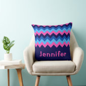 ブルークールピンクシェブロンモノグラムビッグ装飾用クッション クッション (椅子)