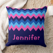 ブルークールピンクシェブロンモノグラムビッグ装飾用クッション クッション (ブランケット)