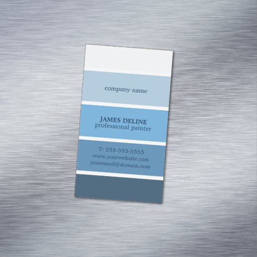 ブルークールプロフェッショナルストライプの画家 マグネット名刺 (インサイチュ)