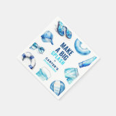 ブルークールプールパーティーサマーボーイズ誕生日 スタンダードカクテルナプキン (角)