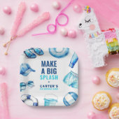 ブルークールプールパーティーサマーボーイズ誕生日 ペーパープレート (パーティー)