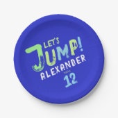 ブルークールボーイトランポリンジャンプキッズバウンスパーティー ペーパープレート (正面)