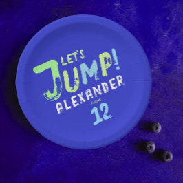 ブルークールボーイトランポリンジャンプキッズバウンスパーティー ペーパープレート