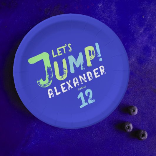 ブルークールボーイトランポリンジャンプキッズバウンスパーティー ペーパープレート