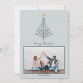 ブルークールミニマル家族写真クリスマス シーズンカード (正面)