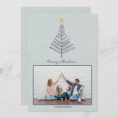 ブルークールミニマル家族写真クリスマス シーズンカード (正面/裏面)