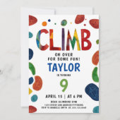 ブルークールロカラフルッククライムアドベンチャー誕生日 招待状 (正面)