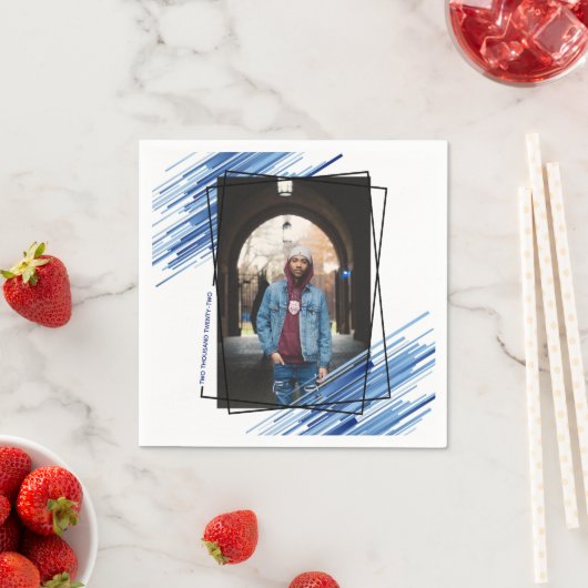 ブルークール抽象芸術写真卒業パーティー スタンダードカクテルナプキン (インサイチュ)