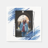 ブルークール抽象芸術写真卒業パーティー スタンダードカクテルナプキン (正面)