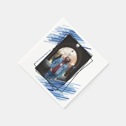 ブルークール抽象芸術写真卒業パーティー スタンダードカクテルナプキン (角)