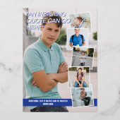 ブルークール金ゴールド写真雑誌カバー卒業 箔招待状 (裏面)