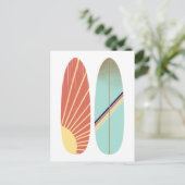 ブルークール&レッドサーフボードイラストレーション ポストカード (スタンド正面)