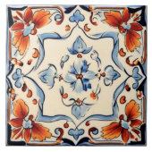 ブルーク地中海のイタリアンリームフラワーフローラ タイル (正面)