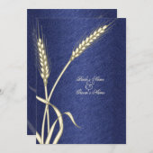 ブルーク結婚リームの小麦の花 招待状 (正面/裏面)