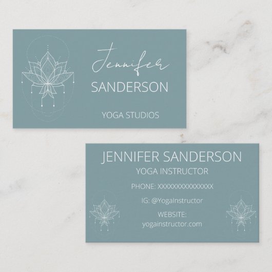 ブルーグかわいらしリーンボホフローラロータスヨガ 名刺 (正面/裏面)