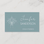 ブルーグかわいらしリーンボホフローラロータスヨガ 名刺 (正面)