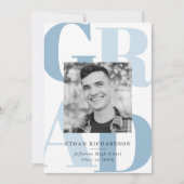 ブルーグはっきりしたラード写真卒業パーティー 招待状 (正面)