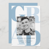 ブルーグはっきりしたラード写真卒業パーティー 招待状 (正面/裏面)