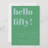 ブルーグはっきりしたリーンキュートシンプルモダン誕生日50 招待状 (正面)