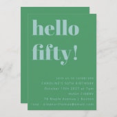 ブルーグはっきりしたリーンキュートシンプルモダン誕生日50 招待状 (正面/裏面)