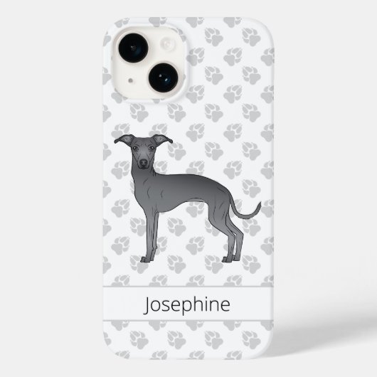 ブルーグイタリアンレイハウンドかわいい犬と名前をカスタムする Case-Mate iPhoneケース (裏面)