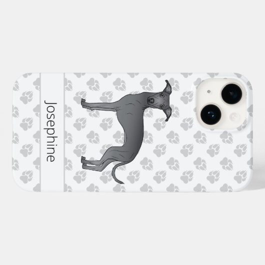 ブルーグイタリアンレイハウンドかわいい犬と名前をカスタムする Case-Mate iPhoneケース (裏面 (横))