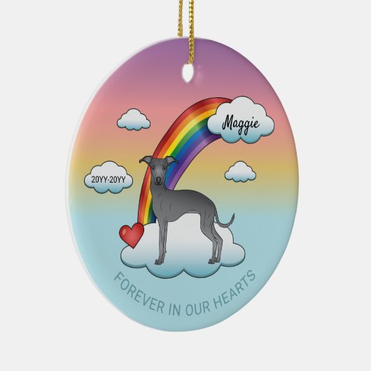 ブルーグイタリアンレイハウンドかわいい犬のレインボーメモリアル セラミックオーナメント (右)