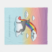 ブルーグイタリアンレイハウンドかわいい犬のレインボーメモリアル フリースブランケット (正面(横))