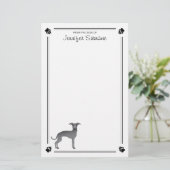 ブルーグイタリアンレイハウンドとポーズとカスタム文字 便箋 (スタンド正面)