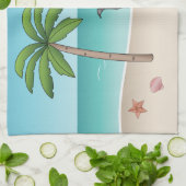 ブルーグイタリアンレイハウンドアットトロピカルサマービーチ キッチンタオル (折り畳み)