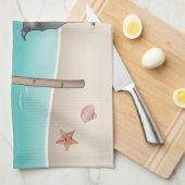 ブルーグイタリアンレイハウンドアットトロピカルサマービーチ キッチンタオル (四つ折り)