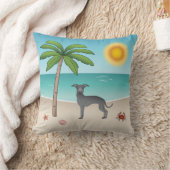 ブルーグイタリアンレイハウンドアットトロピカルサマービーチ クッション (ブランケット)
