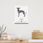 ブルーグイタリアンレイハウンド可愛い犬とカスタム文字 ポスター (キッチン)