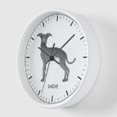 ブルーグイタリアンレイハウンド可愛い犬とカスタム文字 壁時計 (傾斜)