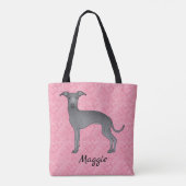 ブルーグイタリアンレイハウンド可愛い犬オンピンクハート トートバッグ (裏面)