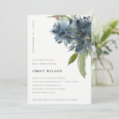 ブルーグエレガントリーン金ゴールドフローラブライダルシャワー招待状 サンキューカード (スタンド正面)