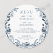 ブルーグエレガントレイフローラの結婚ラウンドフラットメニュー メニュー (正面)