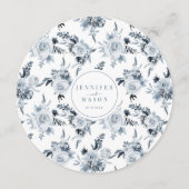 ブルーグエレガントレイフローラの結婚ラウンドフラットメニュー メニュー (裏面)