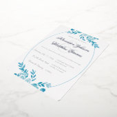 ブルーグエレガントレーフォトシルバーフローラ結婚ズ 箔招待状 (回転した状態)