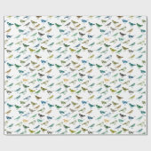 ブルーグカラフルリーンブラウンバード誕生日 ラッピングペーパー (フラット)