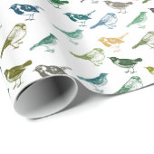 ブルーグカラフルリーンブラウンバード誕生日 ラッピングペーパー (ロールコーナー)