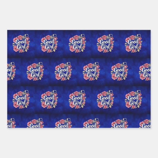 ブルーグッドガールモーリーグレーラッピングのシェード ラッピングペーパーシート (正面)